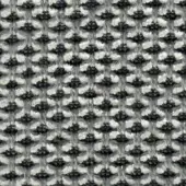 Geometric fabric texture with black and off-white woven pattern, featuring circular nodes within a grid of elongated shapes, studio lighting.